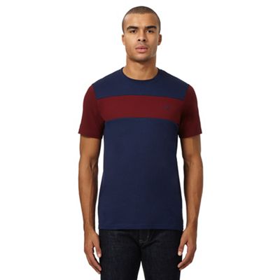 Fred Perry Navy textured panel crew neck t-shirt